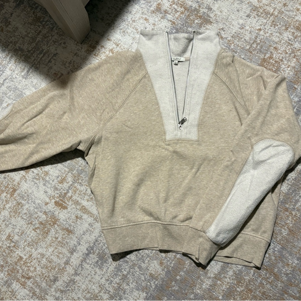 Z supply Beige Quarter-Zip Pullover
